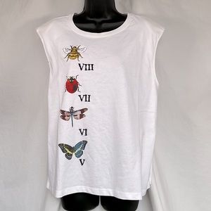 Desigual Nature-Inspired Graphic Organic Cotton Sleeveless Tee